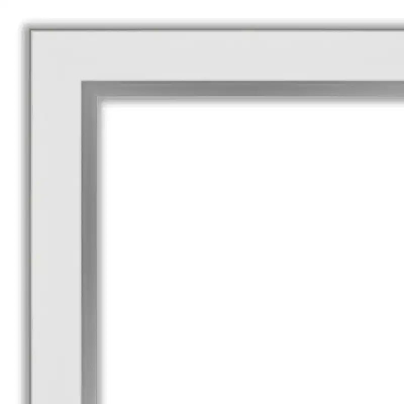 Miroir mural biseauté à cadre fin argenté, simple, finition mate