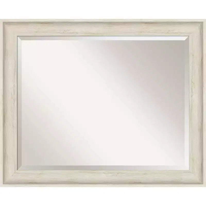 33" x 27" Regal Birch Framed Wall Mirror Cream - Amanti Art: Modern Beveled, No Assembly Required