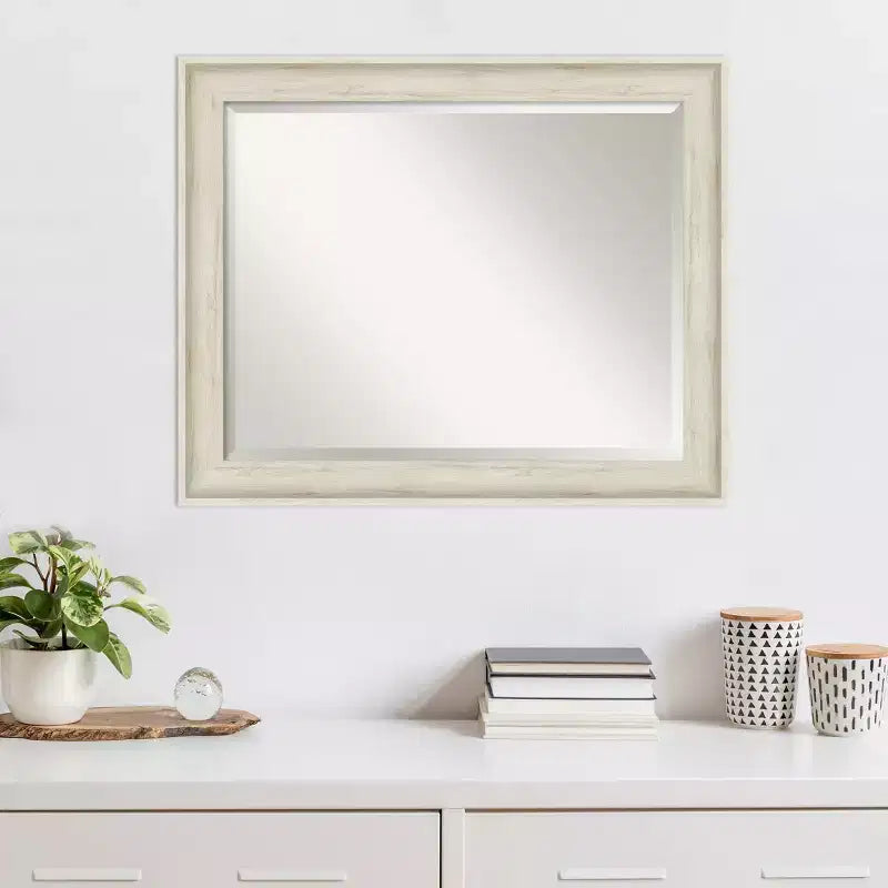 Miroir mural biseauté rectangulaire crème vieilli, 1 personne