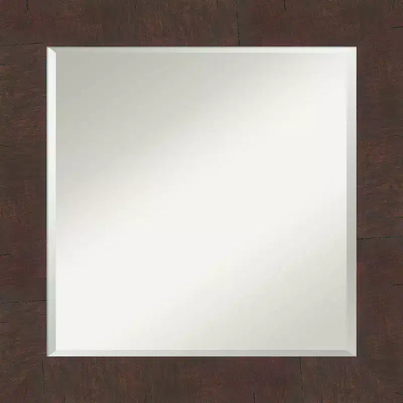 25" x 25" Wildwood Framed Wall Mirror Brown - Amanti Art: Modern Square Beveled, Polystyrene Frame