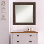 Miroir mural carré marron encadré, biseauté, pour 1