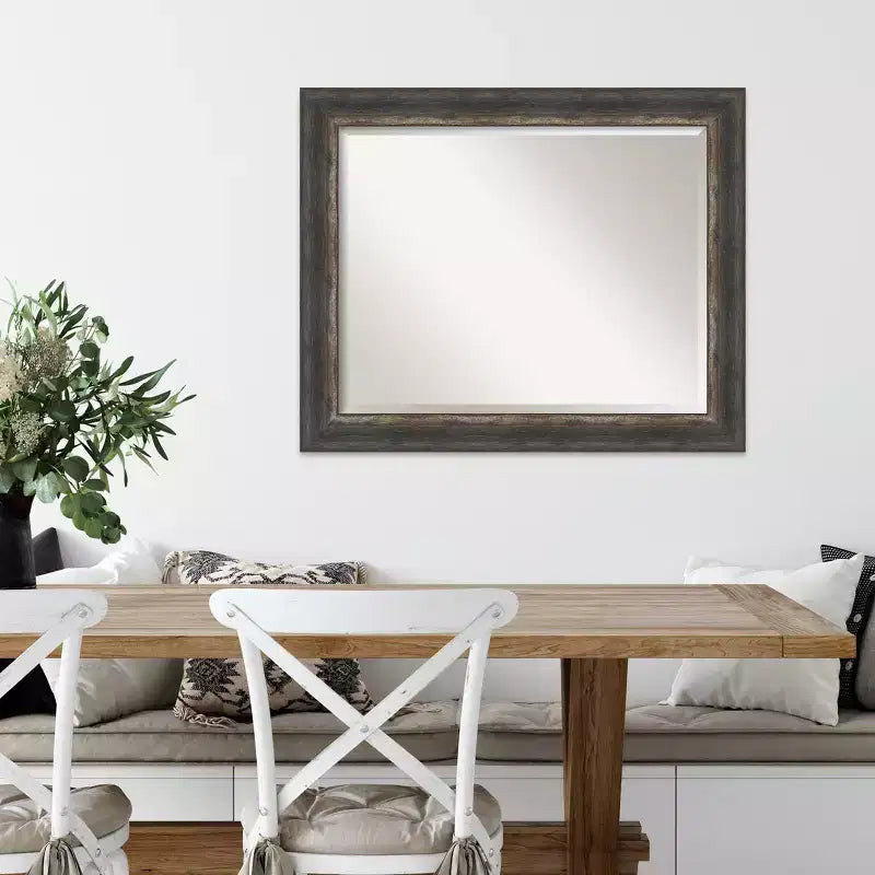 Miroir mural biseauté rustique vieilli marron, simple