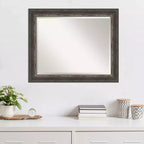 Miroir mural biseauté rustique vieilli marron, simple
