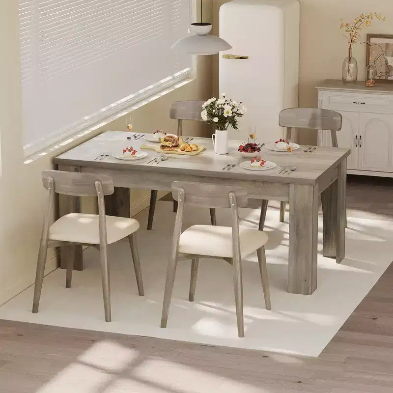 Table à manger de style ferme marron/gris de 160 cm, plateau standard/épaissi, 4-6 places