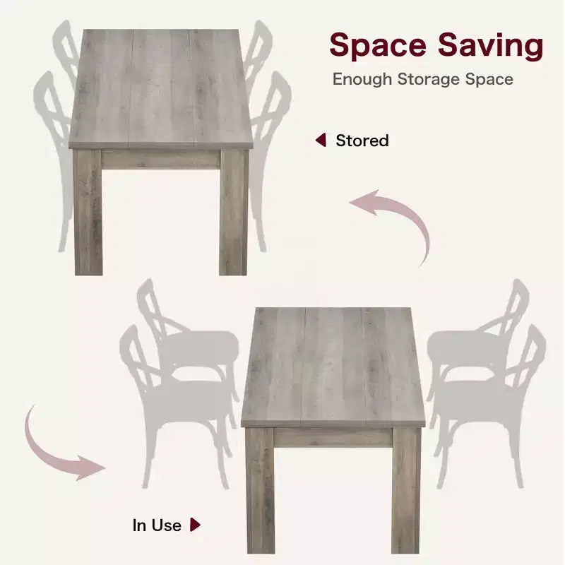Table à manger de style ferme marron/gris de 160 cm, plateau standard/épaissi, 4-6 places