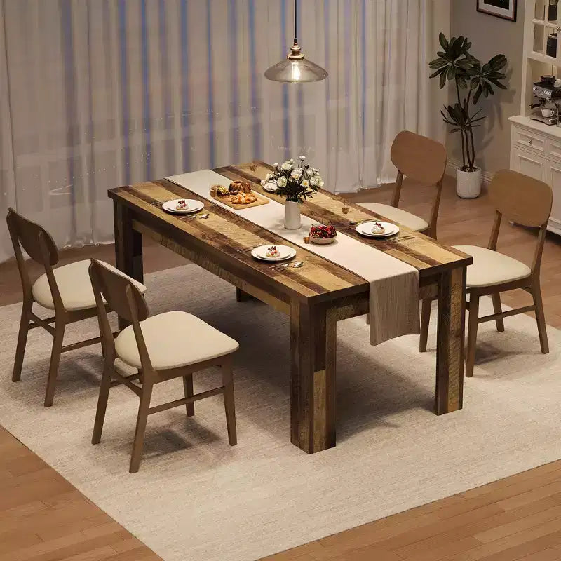 Table à manger de style ferme marron/gris de 160 cm, plateau standard/épaissi, 4-6 places