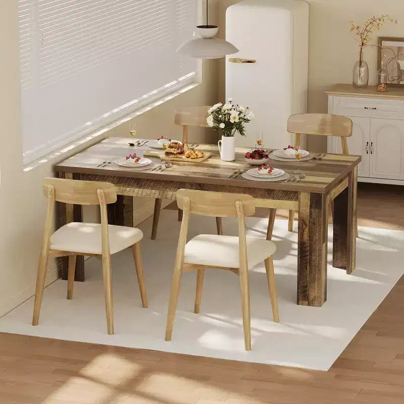 Table à manger de style ferme marron/gris de 160 cm, plateau standard/épaissi, 4-6 places