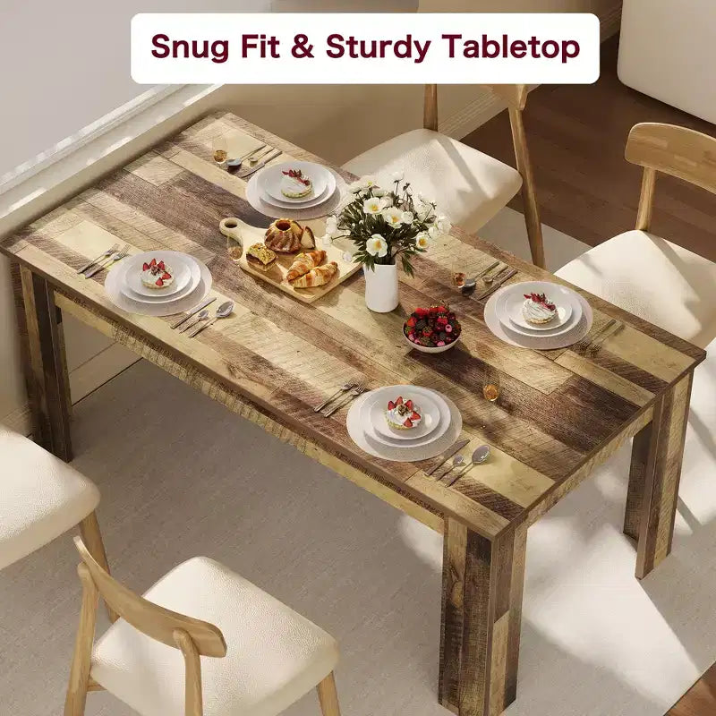 Table à manger de style ferme marron/gris de 160 cm, plateau standard/épaissi, 4-6 places
