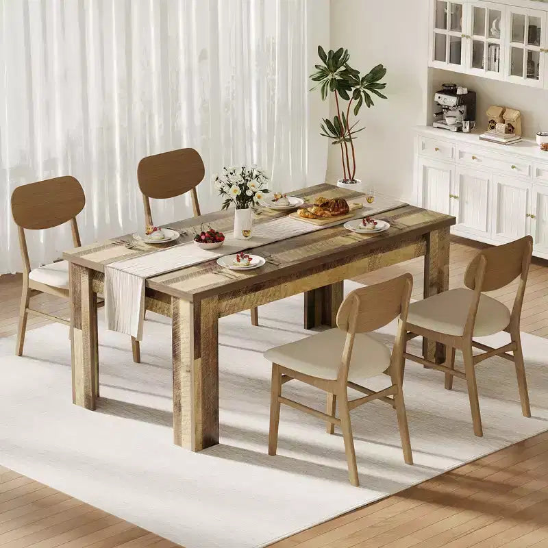 63 Farmhouse Dining Table - Rustic Wood Table for 4-6, Perfect for Small Spaces & Apartments