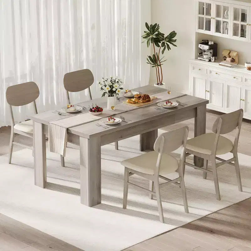 Table à manger de style ferme marron/gris de 160 cm, plateau standard/épaissi, 4-6 places