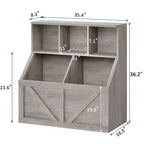 Bibliothèque et meuble de rangement pour jouets pour enfants, couleur blanc antique/gris/blanc, étagère ouverte à 3 niveaux avec 2 bacs, pour 1 enfant