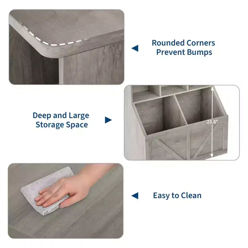 Bibliothèque et meuble de rangement pour jouets pour enfants, couleur blanc antique/gris/blanc, étagère ouverte à 3 niveaux avec 2 bacs, pour 1 enfant