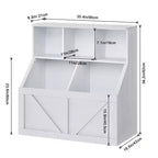 Bibliothèque et meuble de rangement pour jouets pour enfants, couleur blanc antique/gris/blanc, étagère ouverte à 3 niveaux avec 2 bacs, pour 1 enfant