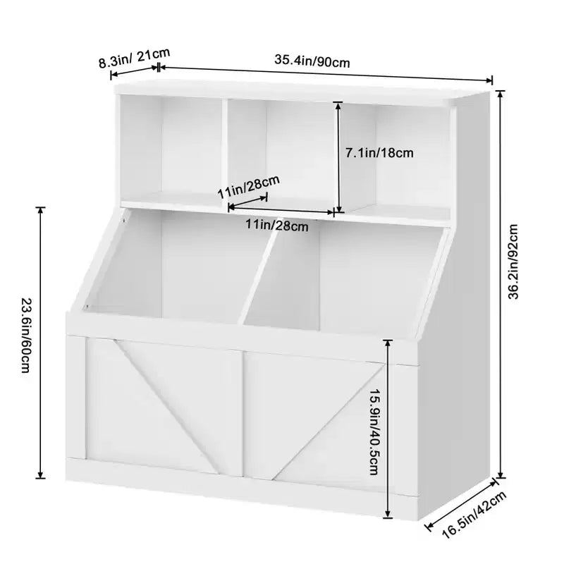 Bibliothèque et meuble de rangement pour jouets pour enfants, couleur blanc antique/gris/blanc, étagère ouverte à 3 niveaux avec 2 bacs, pour 1 enfant
