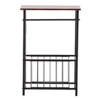 Disassembled and Assembled Coffee-colored Density Board Tabletop, Black Powder-coated Iron Frame, Rectangular Side Table