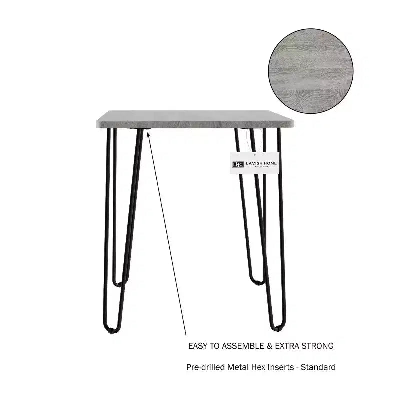 Table d'appoint en bois gris avec pieds épingles, un seul exemplaire
