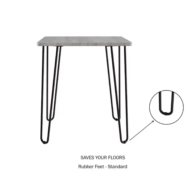 Table d'appoint en bois gris avec pieds épingles, un seul exemplaire