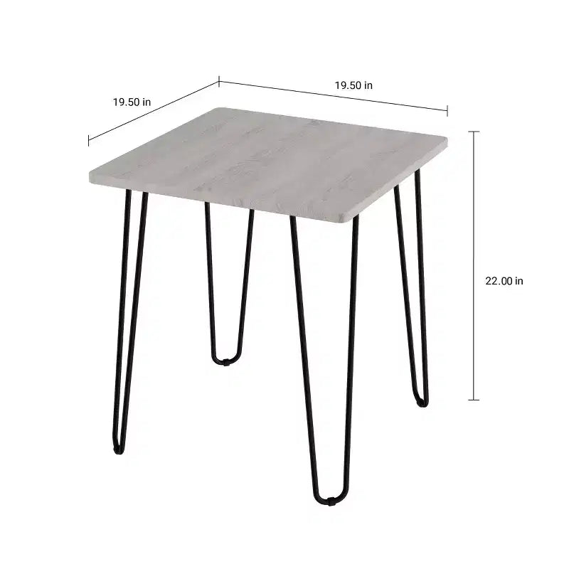 Table d'appoint en bois gris avec pieds épingles, un seul exemplaire