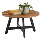 Table basse industrielle ronde en noyer et noir, 1 personne