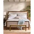 Christopher Knight Home Aura Acacia Wood Upholstered Bed Frame with Headboard and Footboard