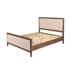 Cadre de lit plateforme rembourré beige avec tête et pied de lit – Grand lit / Très grand lit / Très grand lit californien