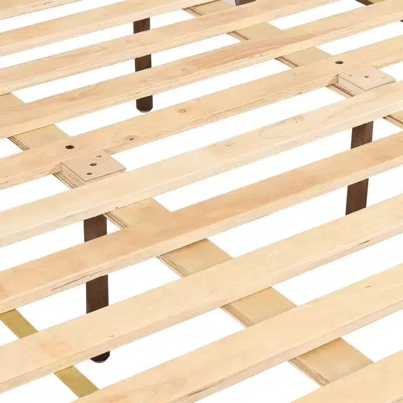 Cadre de lit plateforme rembourré beige avec tête et pied de lit – Grand lit / Très grand lit / Très grand lit californien