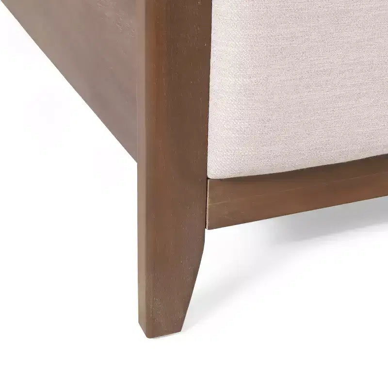 Cadre de lit plateforme rembourré beige avec tête et pied de lit – Grand lit / Très grand lit / Très grand lit californien
