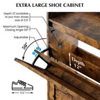 Meuble à chaussures autoportant avec 2 tiroirs basculants, Noir/Blanc/Rétro, Peut contenir 24 paires
