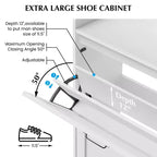 Meuble à chaussures autoportant avec 2 tiroirs basculants, Noir/Blanc/Rétro, Peut contenir 24 paires