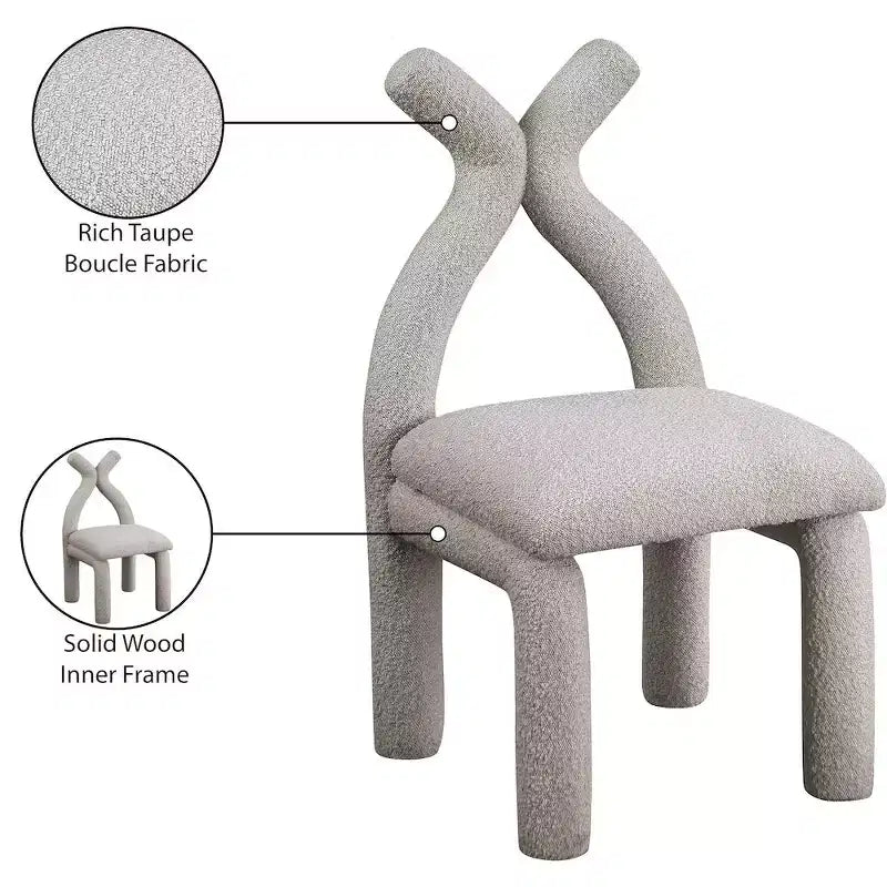 Chaise d'appoint et de salle à manger en tissu bouclé noir / gris / taupe – Un seul siège