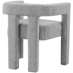 Chaise de salle à manger d'appoint en tissu bouclé gris, simple