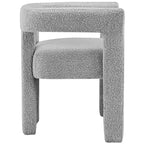 Chaise de salle à manger d'appoint en tissu bouclé gris, simple