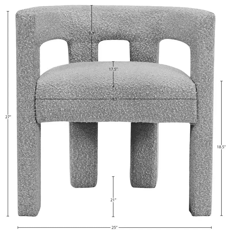 Chaise de salle à manger d'appoint en tissu bouclé gris, simple
