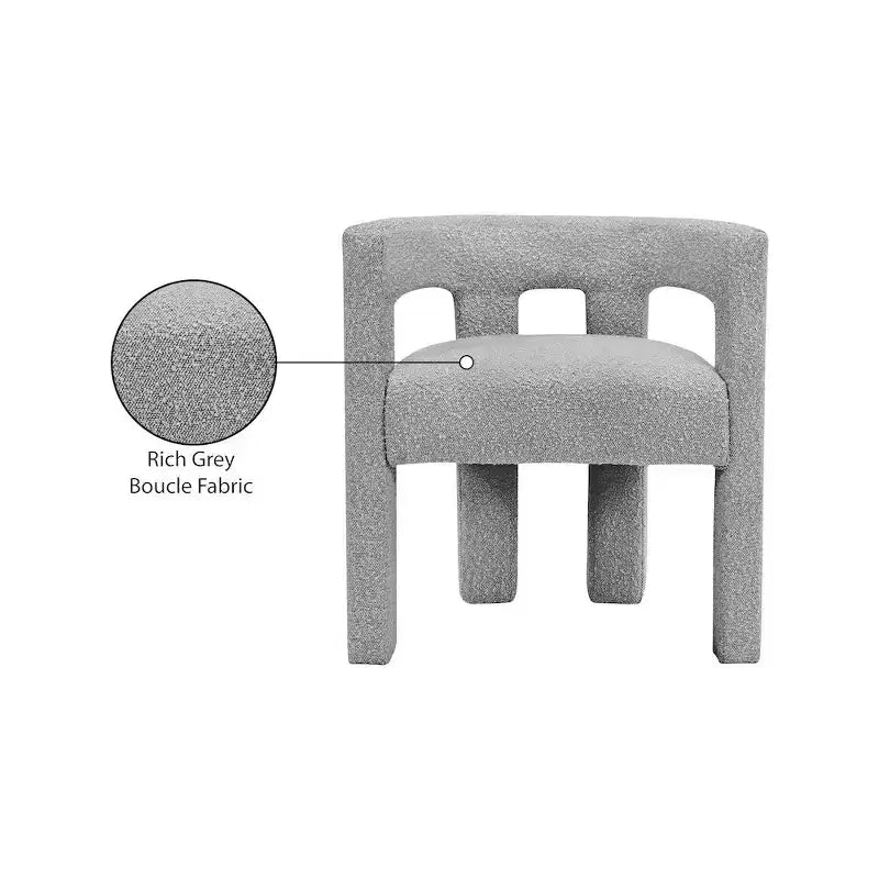 Chaise de salle à manger d'appoint en tissu bouclé gris, simple