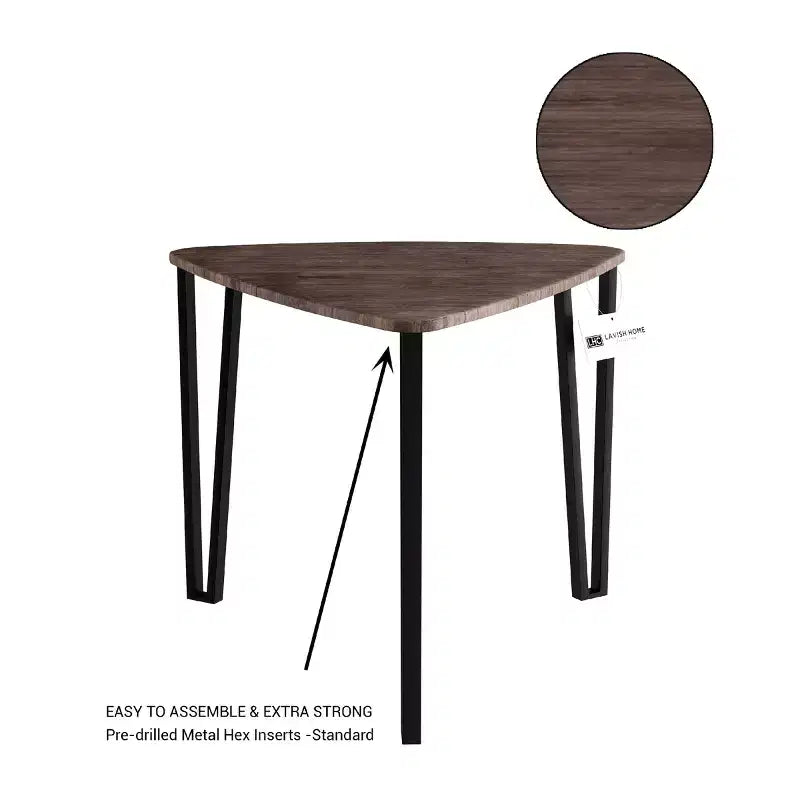 Tables gigognes en bois grainé marron et métal noir, lot de 3