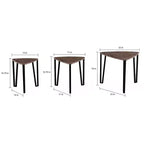 Tables gigognes en bois grainé marron et métal noir, lot de 3