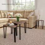 Tables gigognes en bois grainé marron et métal noir, lot de 3