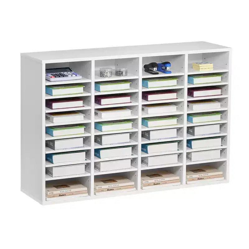 VEVOR Literature Organizer, 36 Compartments Office Mailbox with Adjustable Shelves, Wooden Mailbox Sorter Medium Density Fiberboard, White