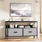 Dresser Tv Stand, Modern Tv Stands, 2 Extra Large Capacity Fabric Drawers, Entertainment Center with Open Storage Shelves, with Four Adjustable Feet