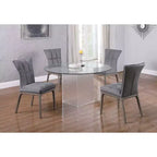 Chaise d'appoint capitonnée en similicuir noir, cadre en bois gris, 1 place