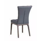 Chaise d'appoint capitonnée en similicuir noir, cadre en bois gris, 1 place