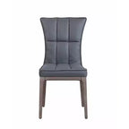 Chaise d'appoint capitonnée en similicuir noir, cadre en bois gris, 1 place