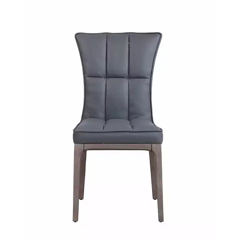 Chaise d'appoint capitonnée en similicuir noir, cadre en bois gris, 1 place