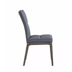 Chaise d'appoint capitonnée en similicuir noir, cadre en bois gris, 1 place