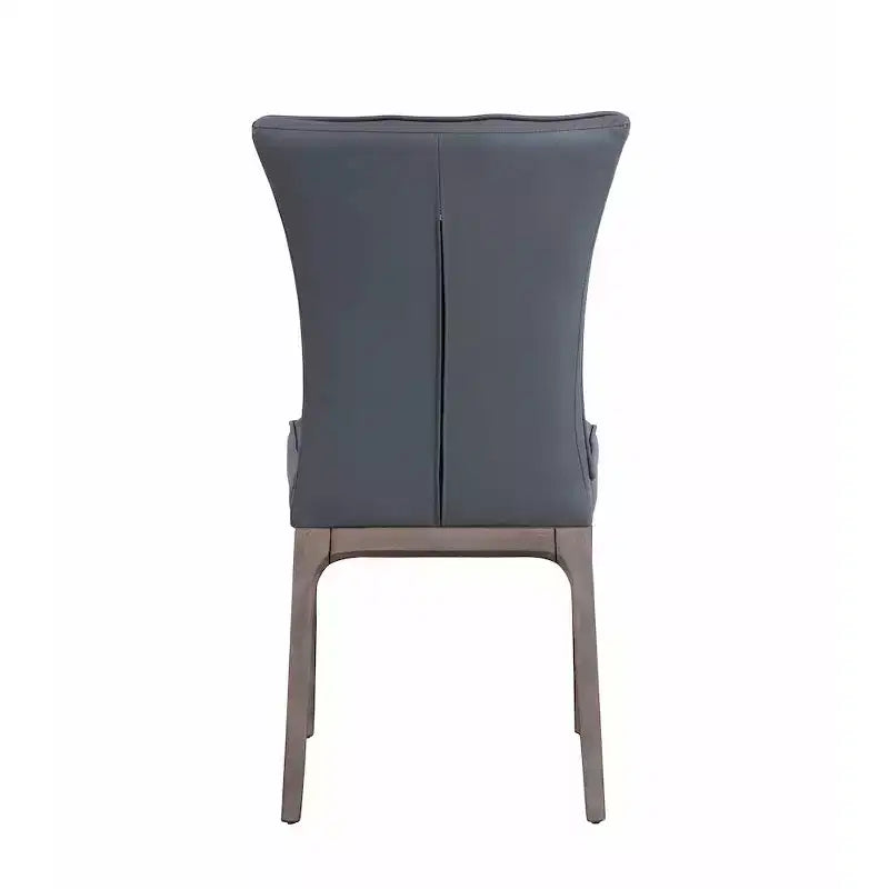 Chaise d'appoint capitonnée en similicuir noir, cadre en bois gris, 1 place