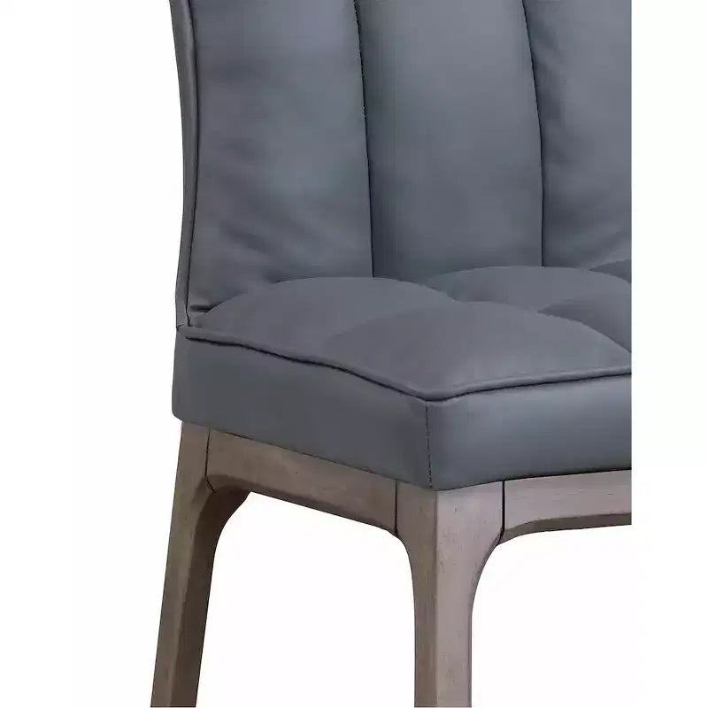 Chaise d'appoint capitonnée en similicuir noir, cadre en bois gris, 1 place