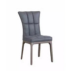 Chaise d'appoint capitonnée en similicuir noir, cadre en bois gris, 1 place