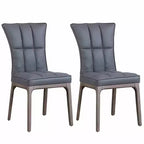 Chaise d'appoint capitonnée en similicuir noir, cadre en bois gris, 1 place