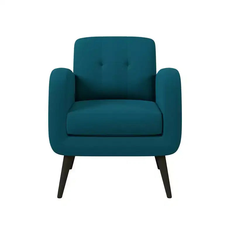 Fauteuil rembourré Mid-Century bleu/gris/jaune et expresso/naturel, 1 place