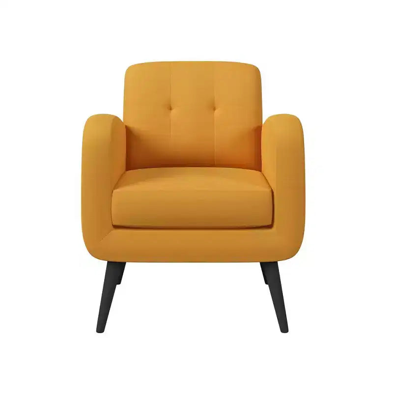 Fauteuil rembourré Mid-Century bleu/gris/jaune et expresso/naturel, 1 place